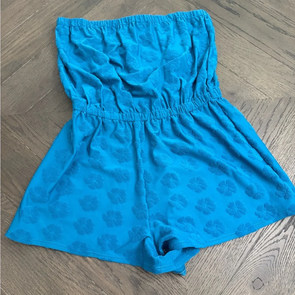 Blue Strapless Romper - Picture 1 of 5